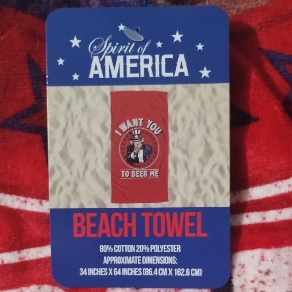 Spirit of America Beach Towel 3/$12- I Want You To Beer Me